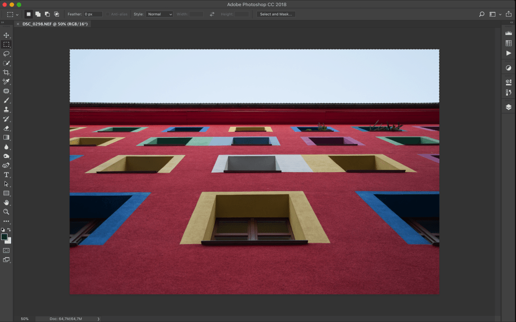Rectangular selection tool in Photoshop is not used so often