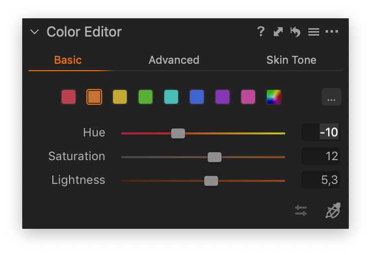 Basic Color Editor in Capture One 20