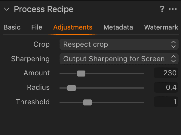 Output Sharpening for screen in Capture One
