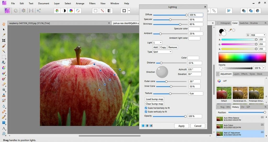 Affinity Photo vs. GIMP: effects and filters
