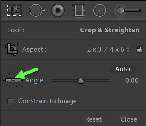 use the crop ruler to straighten and rotate your image in Lightroom